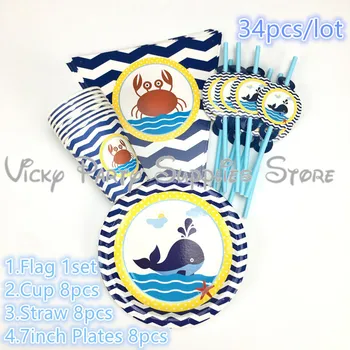 34pcs/lot Blue Striped Sea Navigation Theme Disposable Tableware Set Bithday Baby Shower Cup Plate Party Decoration Supplies
34pcs/lot Blue Striped Sea Navigation Theme Disposable Tableware Set Bithday Baby Shower Cup Plate Party Decoration Supplies