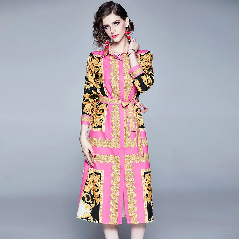 Women Autumn Mid Dress 2019 Vintage Print Single-Breasted Collar Shirt Sashes Loose Casual Dress Vestidos de verano robe
Women Autumn Mid Dress 2019 Vintage Print Single-Breasted Collar Shirt Sashes Loose Casual Dress Vestidos de verano robe