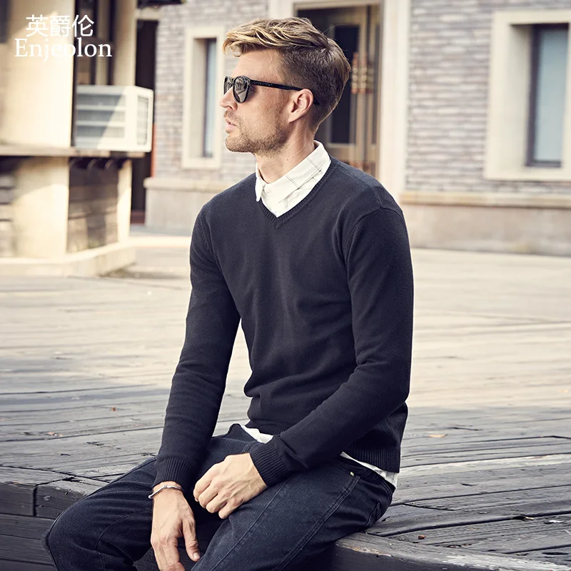 Enjeolon brand spring knitted pullover Sweaters man v neck sweater men 3XL color solid pullover sweater men MY3427
Enjeolon brand spring knitted pullover Sweaters man v neck sweater men 3XL color solid pullover sweater men MY3427