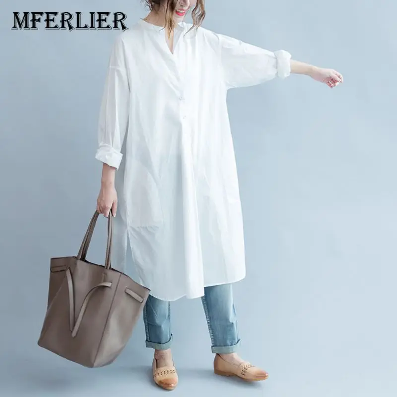 Mferlier Autumn Dress Oversized Womens Clothing White Shirt Dress Loose Cotton Long Sleeves Women Dress
Mferlier Autumn Dress Oversized Womens Clothing White Shirt Dress Loose Cotton Long Sleeves Women Dress
