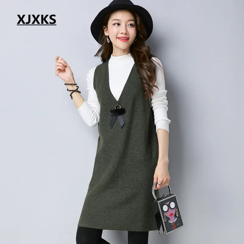 XJXKS New Fashion Spring Pullover Long Sweaters Metal V-neck High Quality Sleeveless Solid Color Women Sweater
XJXKS New Fashion Spring Pullover Long Sweaters Metal V-neck High Quality Sleeveless Solid Color Women Sweater