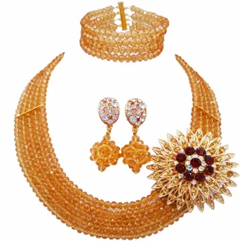 Wholesale Champagne Gold Nigerian African Wedding Beads Jewelry Set African Costume Necklace Set for Women 5C-DS007
Wholesale Champagne Gold Nigerian African Wedding Beads Jewelry Set African Costume Necklace Set for Women 5C-DS007
