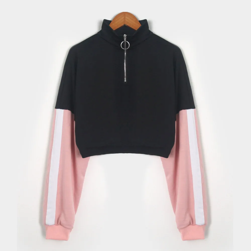 Autumn Crop Sweatshirt with Zipper Loose Womens hoodies Long Sleeve Splicing Harajuku Sweatshirt Blouse Pullover sudadera mujer
Autumn Crop Sweatshirt with Zipper Loose Womens hoodies Long Sleeve Splicing Harajuku Sweatshirt Blouse Pullover sudadera mujer