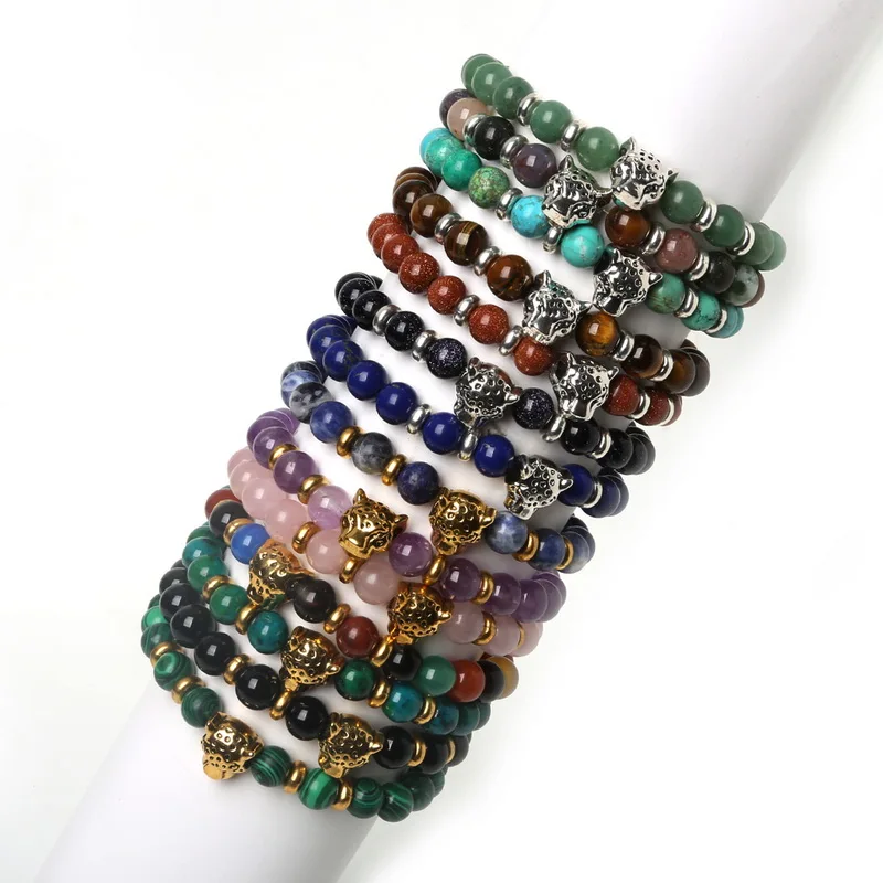 Natural Stone Beads Leopard Head Tiger Eye Elastic Rope Yoga Beaded Bracelet for Men Women Friend Gift Charm Strand Jewelry
Natural Stone Beads Leopard Head Tiger Eye Elastic Rope Yoga Beaded Bracelet for Men Women Friend Gift Charm Strand Jewelry