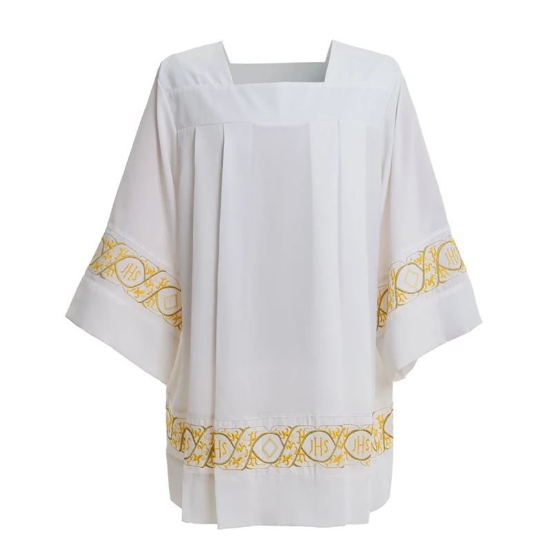 Catholic Religions Church Surplice Liturgical Square Neck Cotta Vestment JHS Embroidery Robe
Catholic Religions Church Surplice Liturgical Square Neck Cotta Vestment JHS Embroidery Robe