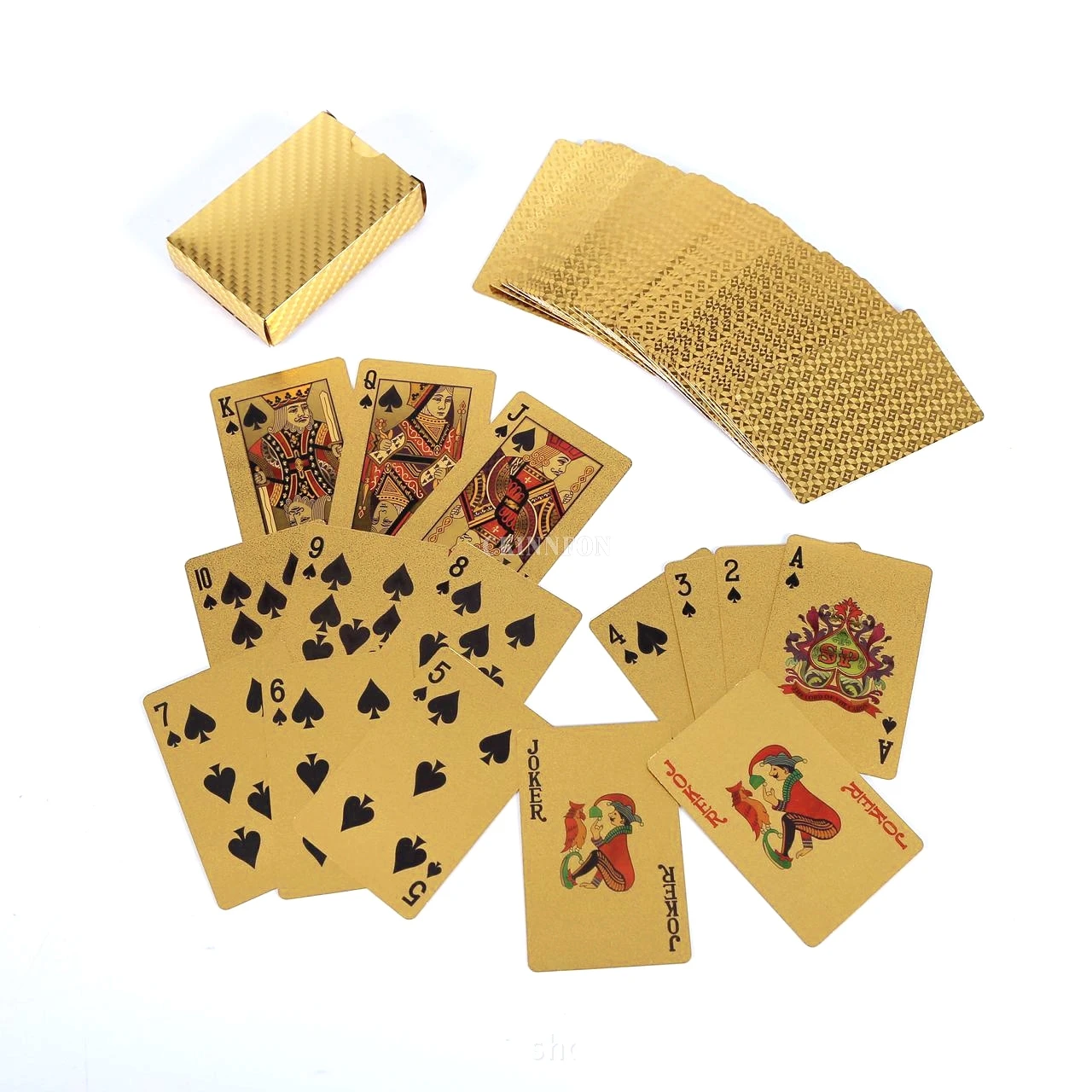 DHL 50Sets Waterproof Golden Playing Cards Gold Foil Poker Set High Quality With Wooden Box Playing Cards Pokerstars Party Game
DHL 50Sets Waterproof Golden Playing Cards Gold Foil Poker Set High Quality With Wooden Box Playing Cards Pokerstars Party Game
