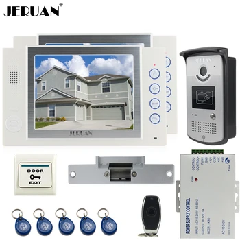 

JERUAN 8`` TFT video door phone Record intercom system kit 2 house 700TVL RFID Access IR Night Vision Camera Cathode lock 8GB SD