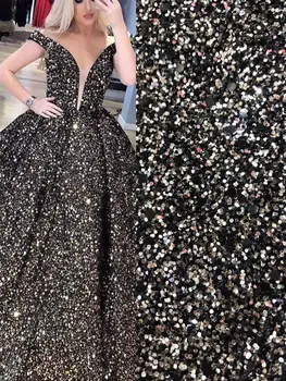 shining 5 yards glued glitter lace fabric on sale Black sequins embroidery mesh material for evening dress
shining 5 yards glued glitter lace fabric on sale Black sequins embroidery mesh material for evening dress
