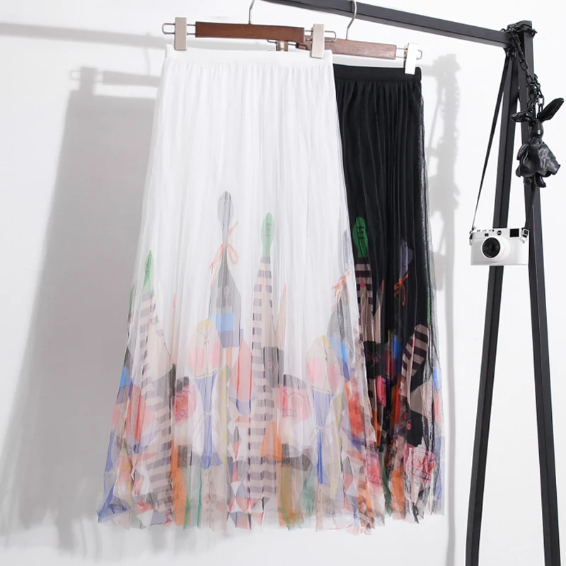 New Tulle Skirt 2019 Women Mesh Pleated Skirt Summer Black Long Skirt Elastic High Waist Jupe Femme Midi Skirt
New Tulle Skirt 2019 Women Mesh Pleated Skirt Summer Black Long Skirt Elastic High Waist Jupe Femme Midi Skirt