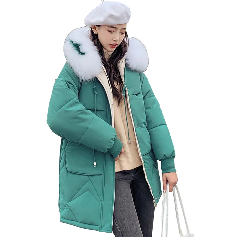 Large Fur Hooded Winter Down padded Cotton Jacket Women Loose Medium Long Jacket Coat Thick Warm Down Parkas Female Outwear
Large Fur Hooded Winter Down padded Cotton Jacket Women Loose Medium Long Jacket Coat Thick Warm Down Parkas Female Outwear