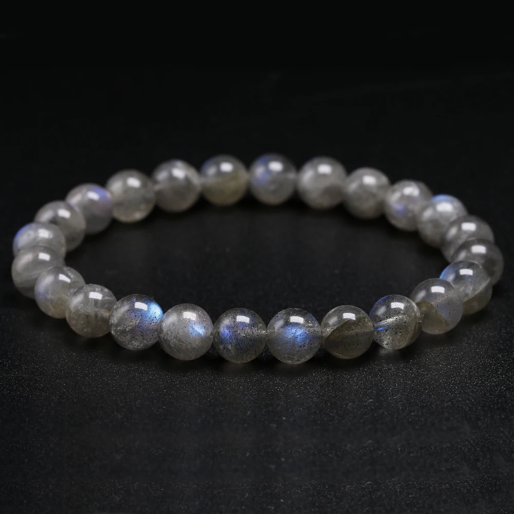 

Personalized Natural AAA Grey Labradorite Stone Bracelet Rainbow Light Beads Bracelets Handmade for Woman Men Gift