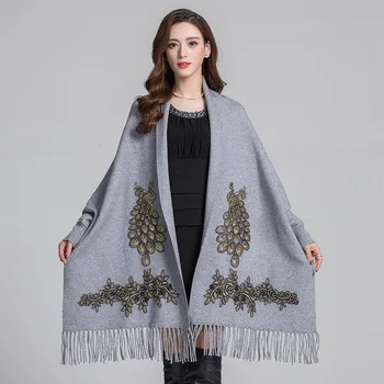 Elegant Female PEACOCK Artificial Cashmere Scarves With Long Sleeve Shawls Chinese Style Women Winter Warm Classic Lady Cape
Elegant Female PEACOCK Artificial Cashmere Scarves With Long Sleeve Shawls Chinese Style Women Winter Warm Classic Lady Cape