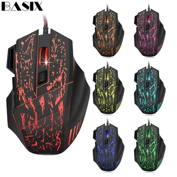 BASIX Gaming Mouse 5500DPI Adjustable 7 Button Wired Mice Colorful LED Backlight Optical Gamer Mouse Mice for PC Computer Mouse
BASIX Gaming Mouse 5500DPI Adjustable 7 Button Wired Mice Colorful LED Backlight Optical Gamer Mouse Mice for PC Computer Mouse