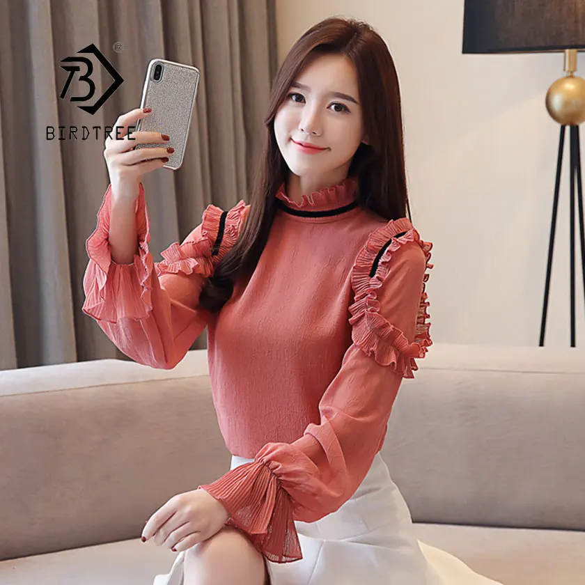 2019 New Spring Fashion Patchwork Ruffles Women's Shirt Long Lantern Sleeve Chiffon Stand Blouses Office Lady Hot Sales T91619Z
2019 New Spring Fashion Patchwork Ruffles Women's Shirt Long Lantern Sleeve Chiffon Stand Blouses Office Lady Hot Sales T91619Z