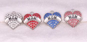 New 1 inch*1 inch 100pcs a lot rhodium plated zinc studded with sparkling crystals MOM Crystal Heart Pendant 
New 1 inch*1 inch 100pcs a lot rhodium plated zinc studded with sparkling crystals MOM Crystal Heart Pendant