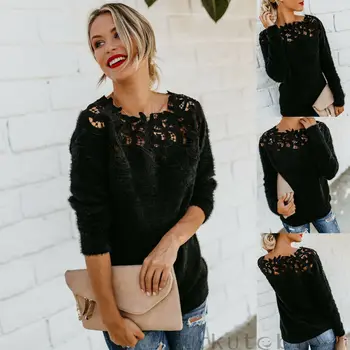 2020 Sexy Black Lace Women Hollow Sweaters Long Sleeve Pullover Tops Sweater Ladies O Neck Jumper Hollow Out Knitwear
2020 Sexy Black Lace Women Hollow Sweaters Long Sleeve Pullover Tops Sweater Ladies O Neck Jumper Hollow Out Knitwear