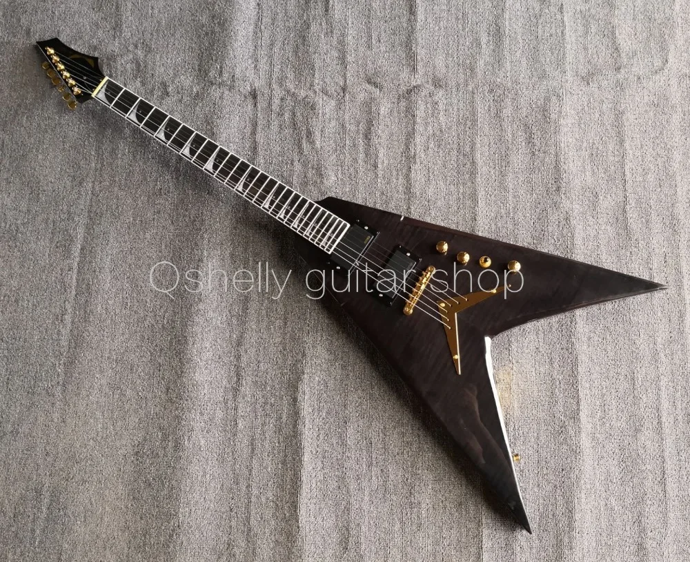 top quality QShelly custom black Dean v shape body gold bridge shark inlay electric guitar musical instrument guitarra shop
top quality QShelly custom black Dean v shape body gold bridge shark inlay electric guitar musical instrument guitarra shop