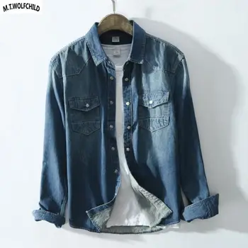 Fashion Mens Spring long sleeve Distressed vintage denim shirts 100% cotton casual mens denim clothing Autumn mens denim tops
Fashion Mens Spring long sleeve Distressed vintage denim shirts 100% cotton casual mens denim clothing Autumn mens denim tops