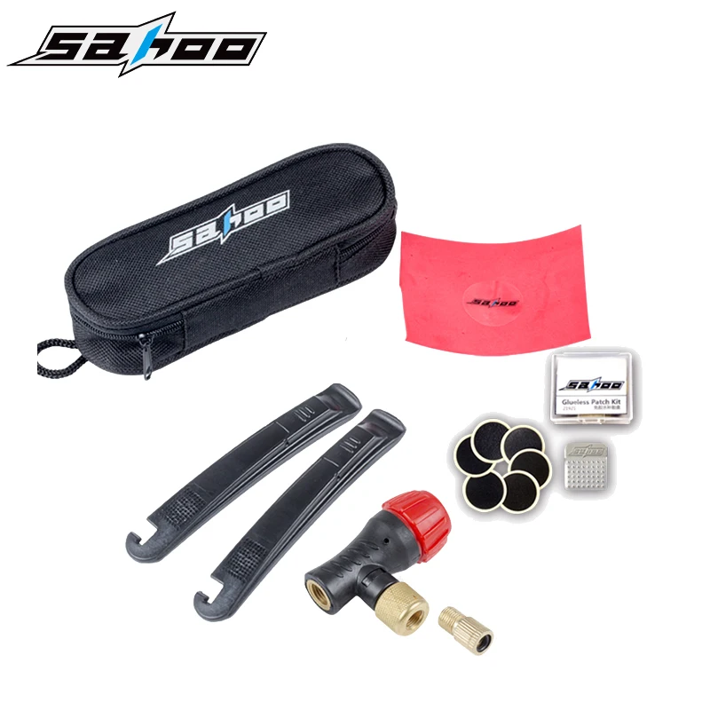 

SAHOO 6/pcs Bicycle Bike Repairing Kit Tools Set Mini Portable Tyre Tire Inflator Pump Compressed CO2 Cylinder Patch Crowbar