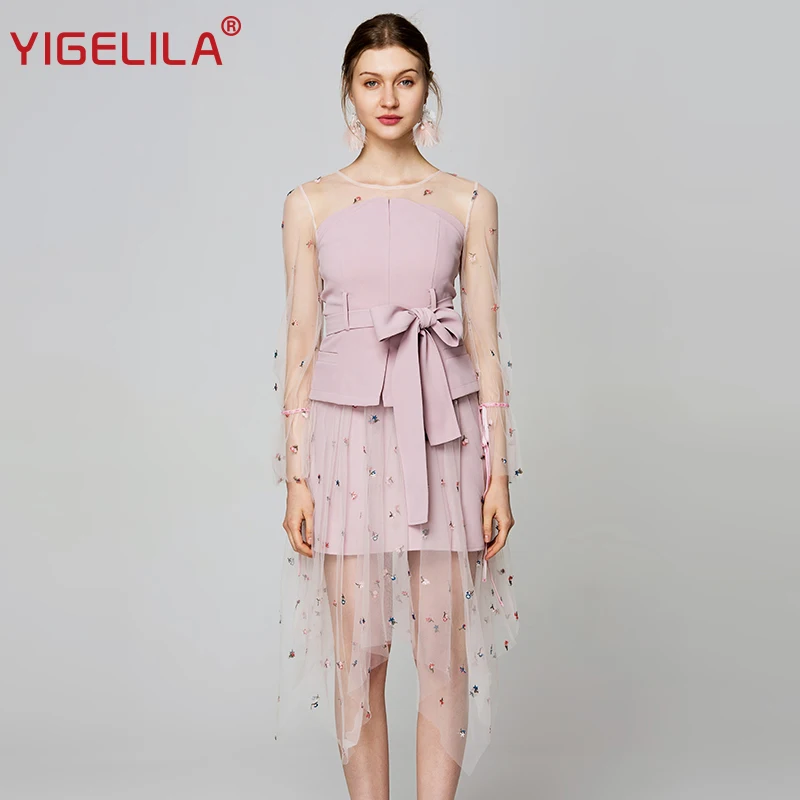 YIGELILA 2019 Women Summer Mesh Dress Fashion O-neck Full Sleeve Empire Slim Knee Length Pink Bow Dress Vestidos 63776
YIGELILA 2019 Women Summer Mesh Dress Fashion O-neck Full Sleeve Empire Slim Knee Length Pink Bow Dress Vestidos 63776