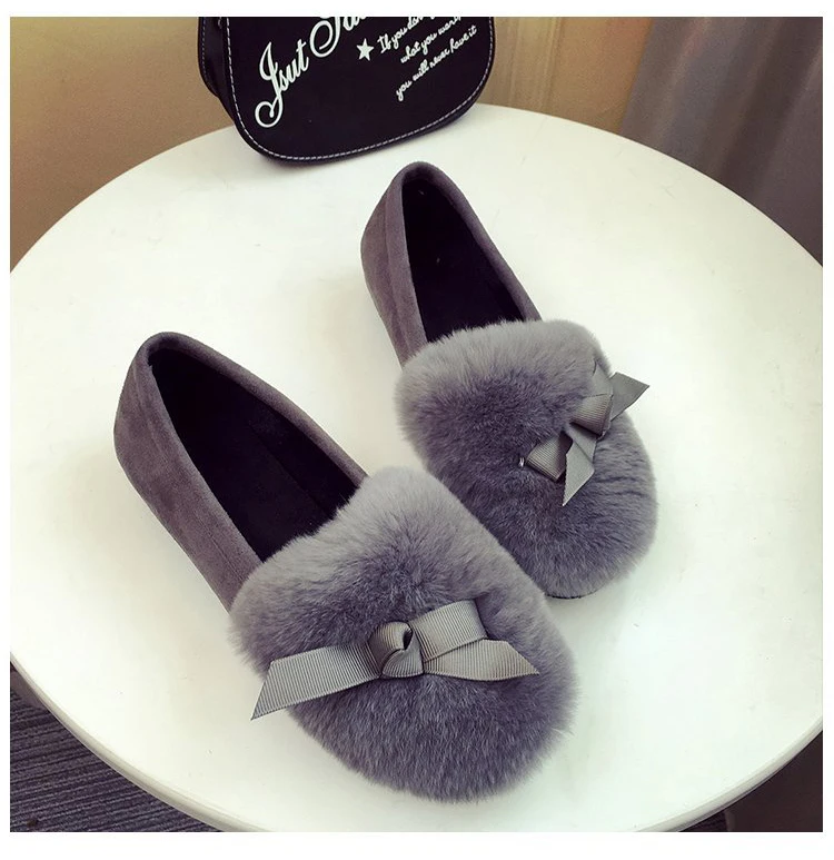 Fashion Lady Flcok Ankle Slip-On Booties 2018 New Autumn And Winter Women Warm Round Toe Short Plush Solid Shoe Size 35-40 M8D58 (27)