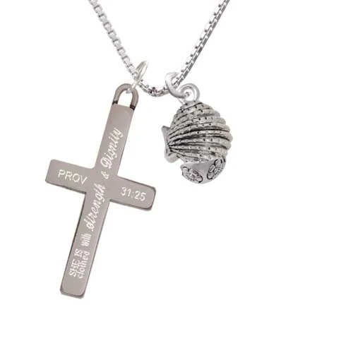 Clam Spinner - Strength and Dignity - Cross Necklace (1)