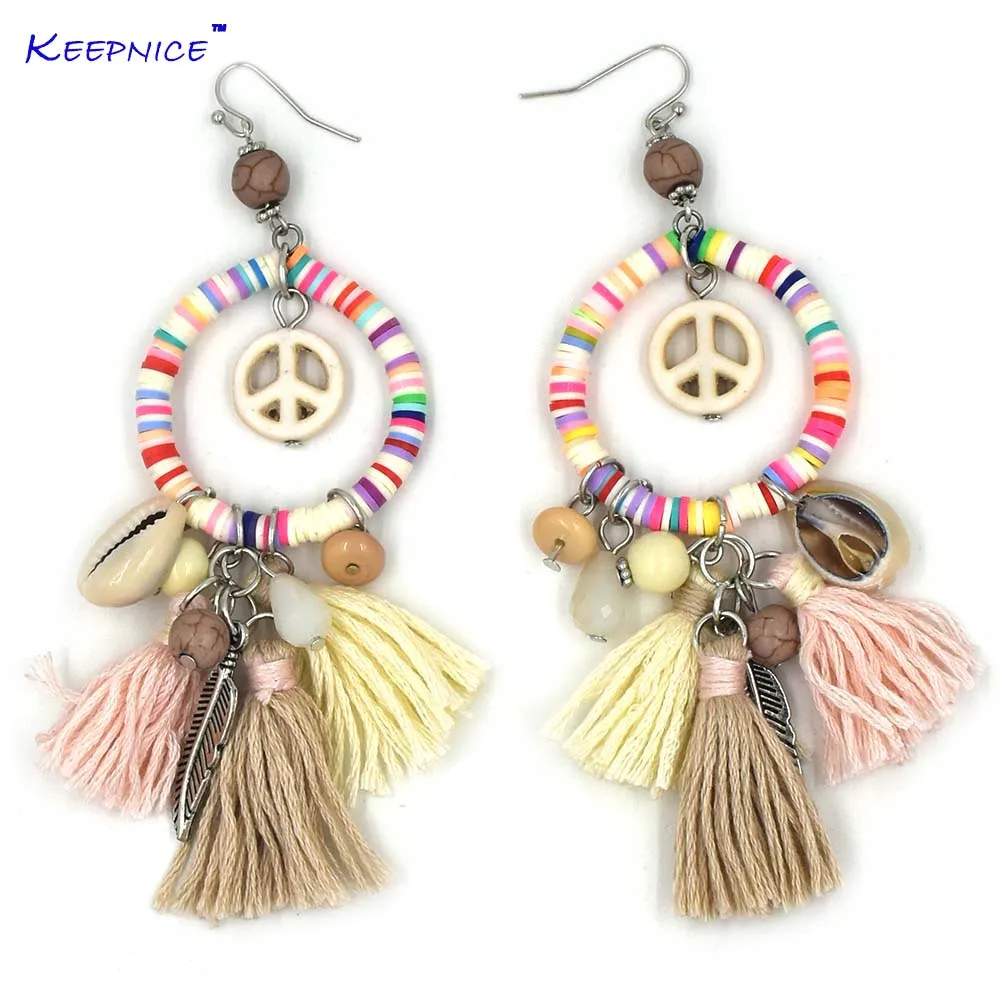 2017 new dangle earrings with cotton tassel colorful summer style Polymer claybeads charms earrings with peace symbol earrings
2017 new dangle earrings with cotton tassel colorful summer style Polymer claybeads charms earrings with peace symbol earrings