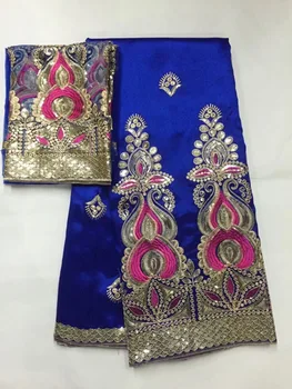 Royal Blue 5 Yrads And 2 Yrads Style George Lace Fabric Gold Line Embroidered George Silk Fabric With Blouse For African Dresses
Royal Blue 5 Yrads And 2 Yrads Style George Lace Fabric Gold Line Embroidered George Silk Fabric With Blouse For African Dresses