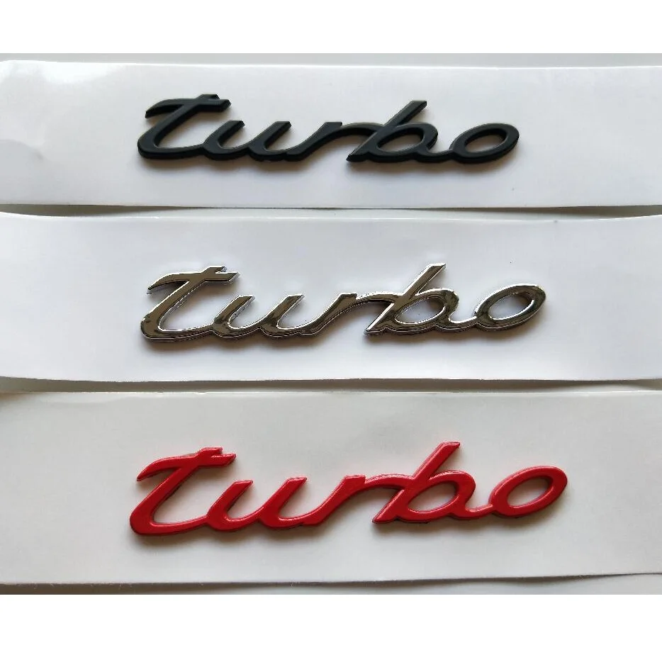 

Chrome Silver Black Red Letters " turbo " Words Car Trunk Lids Lip Front Emblems Badges Sticker Decal