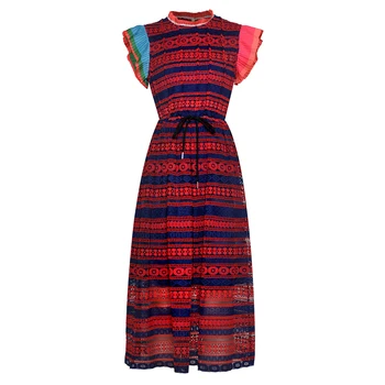 Hot Sale Colorblock Lace Embroidery Dress Fashion A-Line Dresses E5424 
Hot Sale Colorblock Lace Embroidery Dress Fashion A-Line Dresses E5424