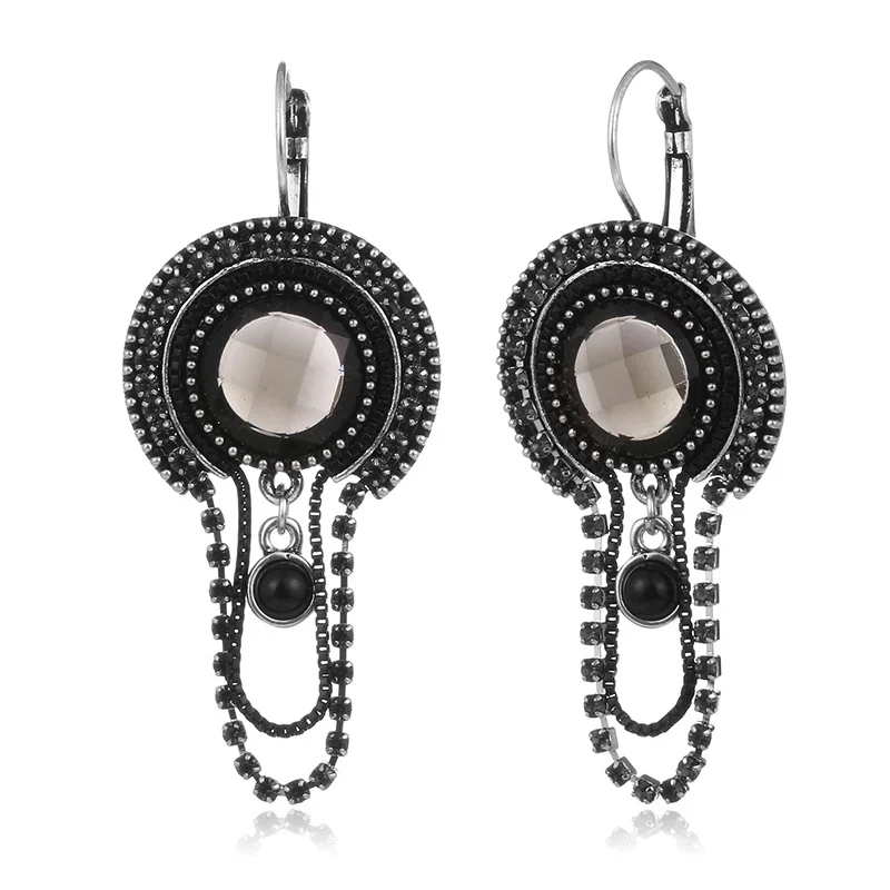 Vintage Crystal Round Drop Earrings For Women Bohemia Silver Color Alloy Tassel Pendant Earring Fashion Jewelry pendientes mujer
Vintage Crystal Round Drop Earrings For Women Bohemia Silver Color Alloy Tassel Pendant Earring Fashion Jewelry pendientes mujer