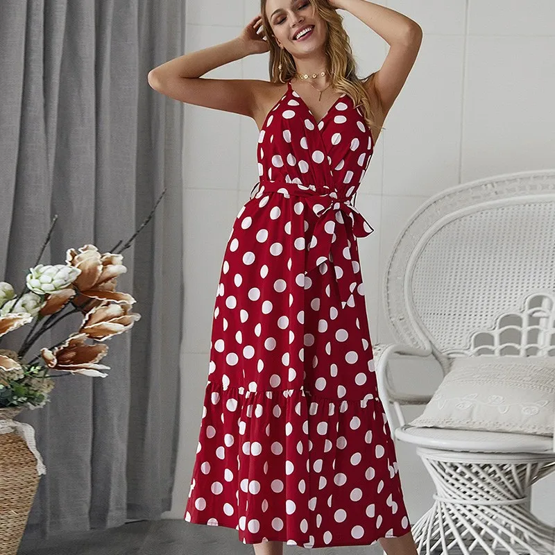 DeRuiLaDy 2019 Casual Women New Beach Holiday Dress Sexy Polka Dot Sling Open Back Dresses Summer Women Commuting Dress Vestidos
DeRuiLaDy 2019 Casual Women New Beach Holiday Dress Sexy Polka Dot Sling Open Back Dresses Summer Women Commuting Dress Vestidos