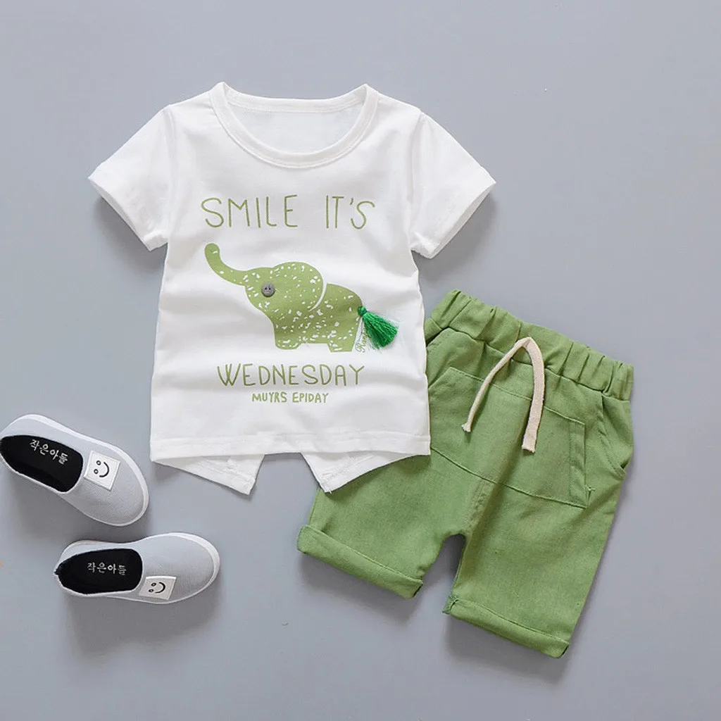 Baby Boy Clothing Set Summer Infant Clothes Elephant Short Sleeve T-shirts Tops Pants Kids Boys Girls Sunsuit Jogging Suits
Baby Boy Clothing Set Summer Infant Clothes Elephant Short Sleeve T-shirts Tops Pants Kids Boys Girls Sunsuit Jogging Suits
