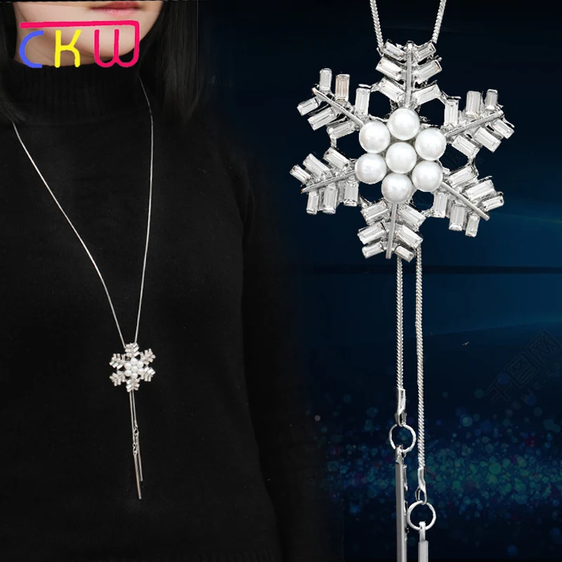 CKW Korean Fashion Snowflake Long Sweater Chain Necklace Vintage Pearl Water-wave Chain Elegant Tassel Necklace for Women
CKW Korean Fashion Snowflake Long Sweater Chain Necklace Vintage Pearl Water-wave Chain Elegant Tassel Necklace for Women