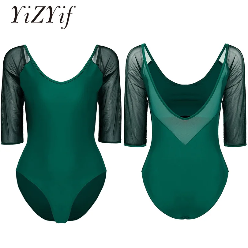 YiZYiF Adult Ballet Leotard Sheer Mesh 3/4 Sleeve Gymnastics Leotards for Women Ballet Dance Built In Shelf Bra Stretch Camisole
YiZYiF Adult Ballet Leotard Sheer Mesh 3/4 Sleeve Gymnastics Leotards for Women Ballet Dance Built In Shelf Bra Stretch Camisole