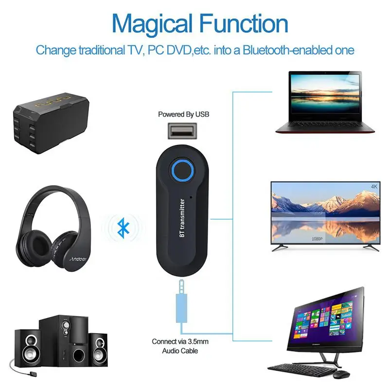 Mini Wireless Bluetooth Transmitter Stereo Audio Music Adapter for TV Phone PC Y1X2 MP3 MP4 TV PC USB plug
Mini Wireless Bluetooth Transmitter Stereo Audio Music Adapter for TV Phone PC Y1X2 MP3 MP4 TV PC USB plug