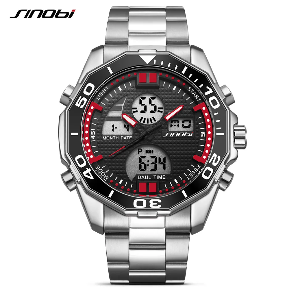 Mens Watches SINOBI 2018 Top Brand Luxury Fashion Sport Wrist Watch Dual Digital Movt Clock Military LED Relogio Masculino
Mens Watches SINOBI 2018 Top Brand Luxury Fashion Sport Wrist Watch Dual Digital Movt Clock Military LED Relogio Masculino