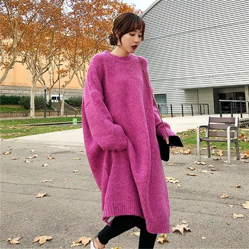 Women Autumn Knitted Sweater Dress Knitted Sweater Long Loose Dress Soild Thick Woolen Winter Dress
Women Autumn Knitted Sweater Dress Knitted Sweater Long Loose Dress Soild Thick Woolen Winter Dress