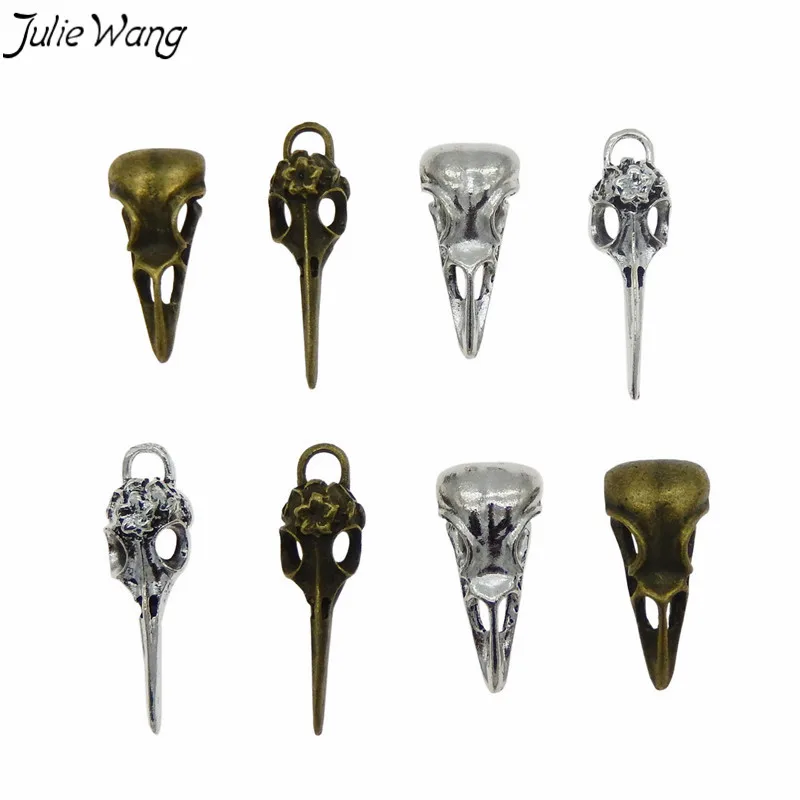 12pcs Alloy Steampunk Raven Bird Bird Skulls Jewelry Pendants Charms Craft 53578