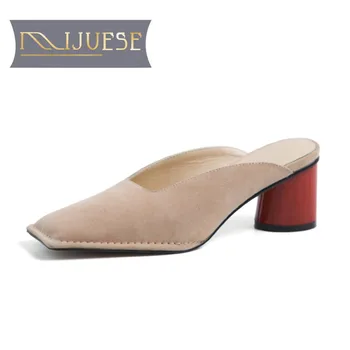 MLJUESE 2019 women slippers Kid Suede summer Rome style square toe black color slip on strange style sandals size 34-40
MLJUESE 2019 women slippers Kid Suede summer Rome style square toe black color slip on strange style sandals size 34-40
