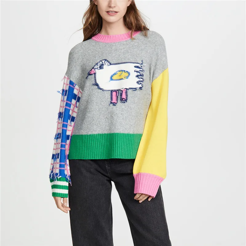 Luxury Designer Brand Knitted Sweater for Women Runway O Neck Rainbow Stitching Bird Pullover Sweater
Luxury Designer Brand Knitted Sweater for Women Runway O Neck Rainbow Stitching Bird Pullover Sweater