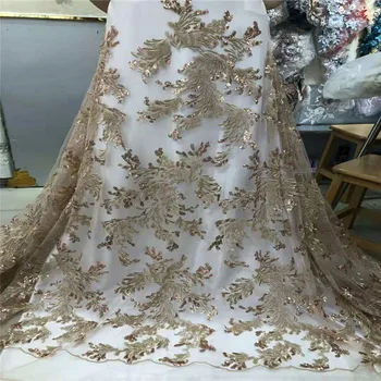 HFX Luxury Gold Nigeria Lace African French Net Lace Embroidered High Quality Sequin Tulle Lace Fabric for Evening Party X1312-1
HFX Luxury Gold Nigeria Lace African French Net Lace Embroidered High Quality Sequin Tulle Lace Fabric for Evening Party X1312-1