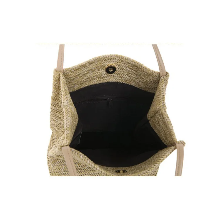 2021 Straw Tote Bag with Stripe Pattern for Summer