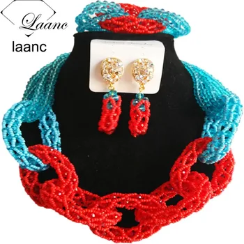 Laanc Indian Jewelry Nigerian Necklace African Beads Wedding Jewelry Set Crystal Lake Blue and Red AL390
Laanc Indian Jewelry Nigerian Necklace African Beads Wedding Jewelry Set Crystal Lake Blue and Red AL390