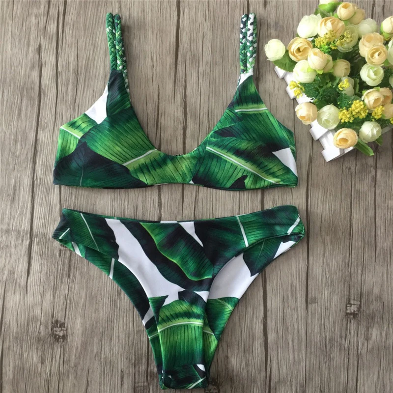 Women's Brazilian Bikini Set Hot Sale Leaves Printed Bandage Swimwear Swimsuit Bathing Suits Beachwear New Bikinis 2018 Mujer
Women's Brazilian Bikini Set Hot Sale Leaves Printed Bandage Swimwear Swimsuit Bathing Suits Beachwear New Bikinis 2018 Mujer