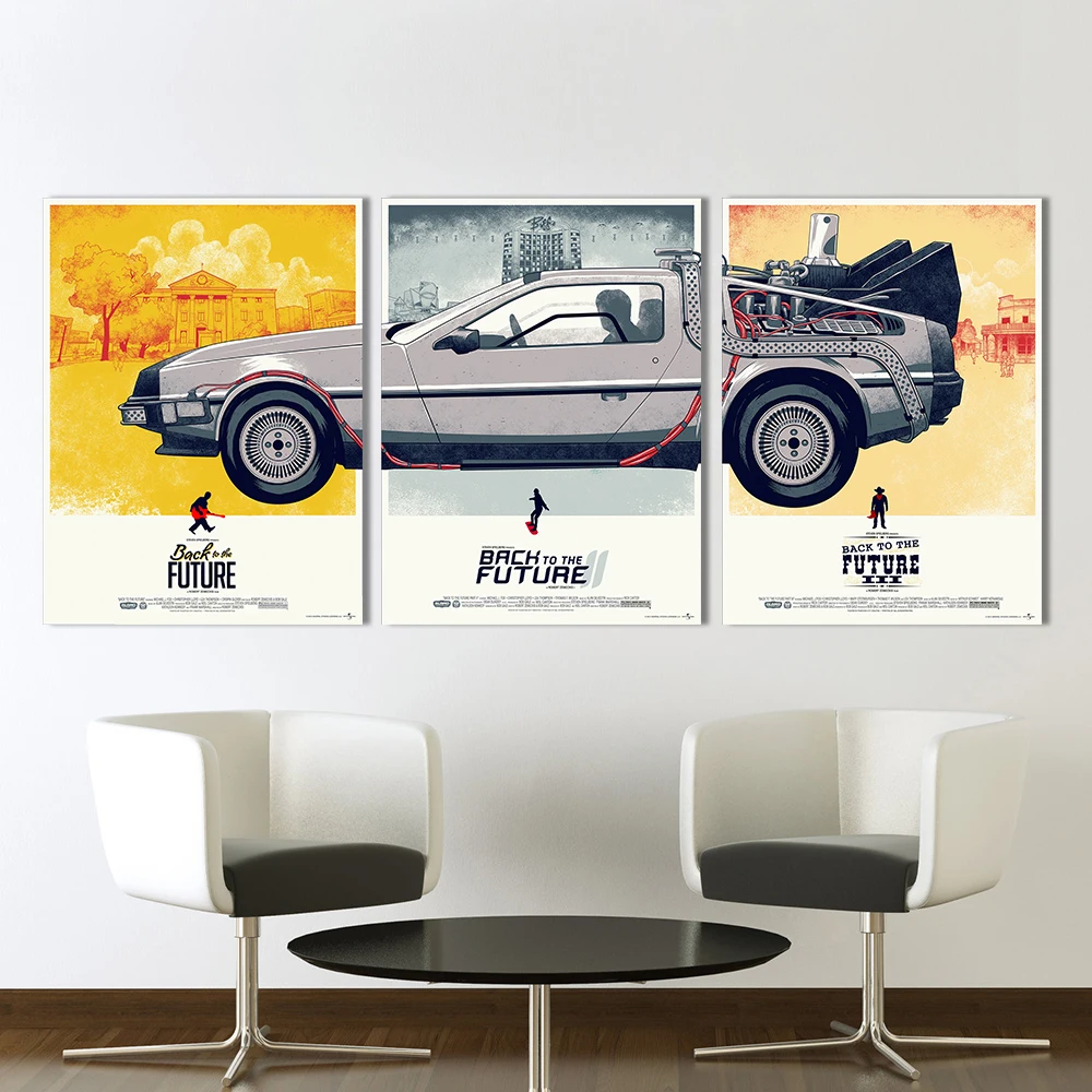 3 Панель холст картины Back to the Future Phantom город Печать домашний декор Картины