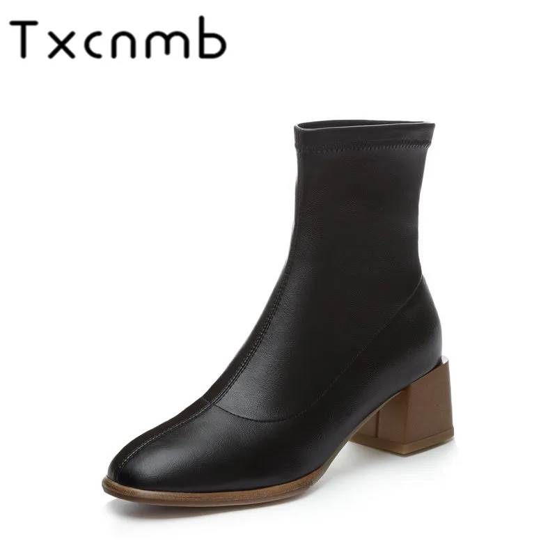 TXCNMB 2019 Boots Women Ankle Boots for Women Winter Cow Genuine Leather High Heel Shoes Woman Zipper Size 39
TXCNMB 2019 Boots Women Ankle Boots for Women Winter Cow Genuine Leather High Heel Shoes Woman Zipper Size 39
