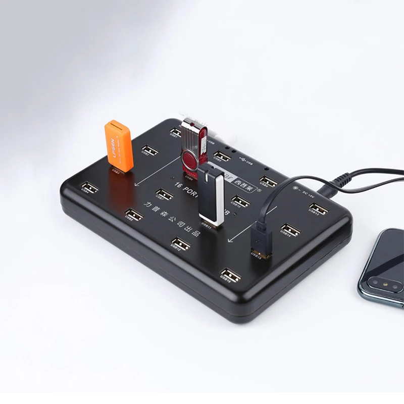 Sipolar 16 Ports USB 2.0 Hub Bluk USB Duplicator For 16 TF SD Card Reader U-disk Data Test Batch Copy With 5V 3A Power Adapter
Sipolar 16 Ports USB 2.0 Hub Bluk USB Duplicator For 16 TF SD Card Reader U-disk Data Test Batch Copy With 5V 3A Power Adapter