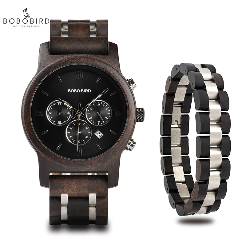 relogio masculino BOBO BIRD Men Watch Bracelet Set Wood Timepiece Chronograph Military Quartz Watch in Wooden Box Men's Gifts
relogio masculino BOBO BIRD Men Watch Bracelet Set Wood Timepiece Chronograph Military Quartz Watch in Wooden Box Men's Gifts
