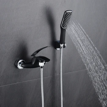 European style shower bathroom shower set bath crock bibcock all copper bath simple handheld shower black and white
European style shower bathroom shower set bath crock bibcock all copper bath simple handheld shower black and white